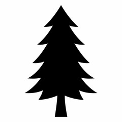 Pine tree silhouette. Flat image