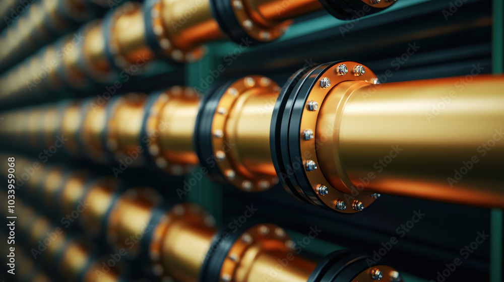 Poster exploring the intricate design of industrial pipes a close-up perspective on modern engineering and 