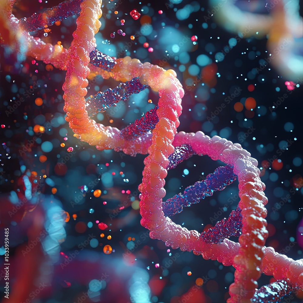 Poster colored double helix dna structure for science concept.