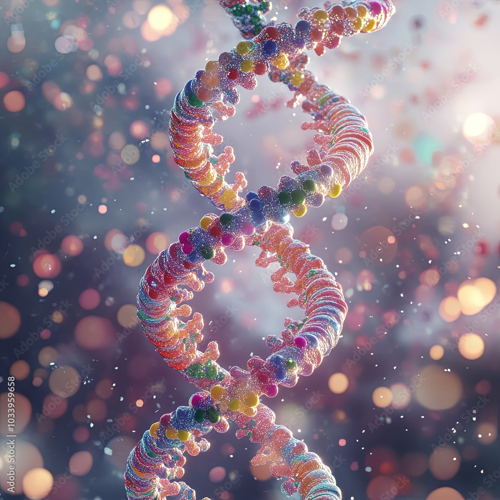Poster colored double helix dna structure for science concept.