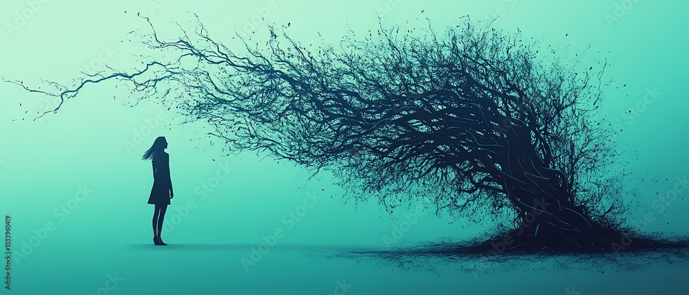 Aufkleber Visual metaphor for bad management, showcasing a chaotic decision tree with conflicting paths and entangled lines, symbolizing the challenges of unclear leadership