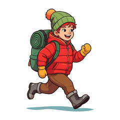 Cute Backpacker Prepared for Cold Weather Adventure
