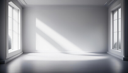 Fototapeta premium bright, minimalist interior with large windows casting soft shadows