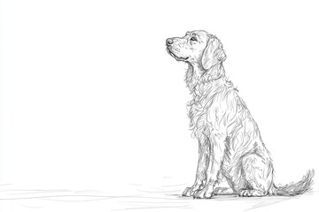 Sketch of a golden retriever dog, white isolated background.