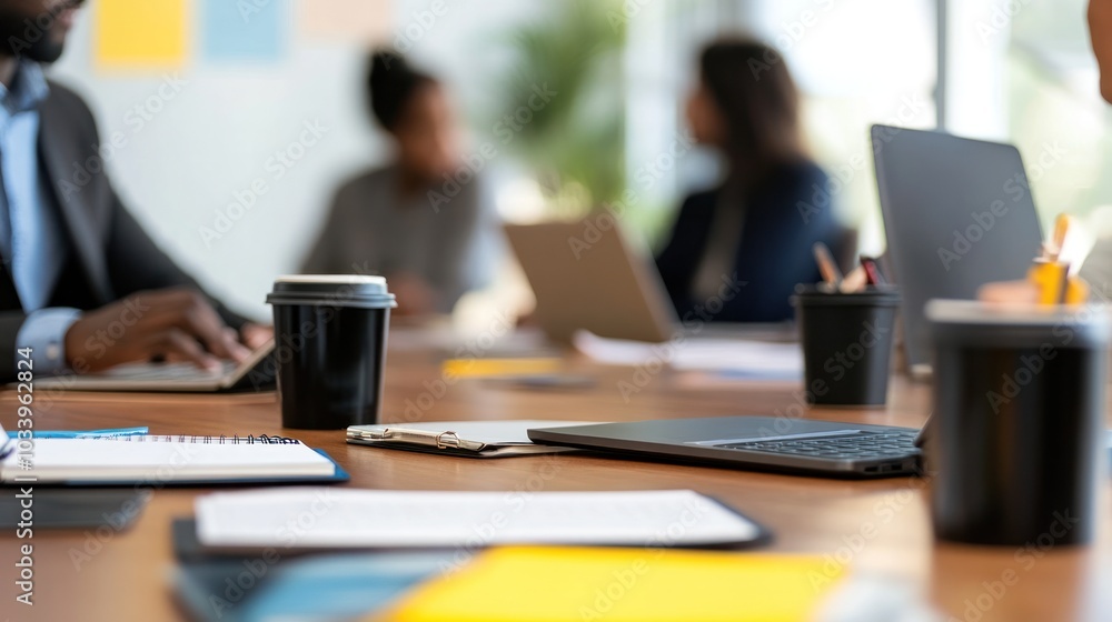 Aufkleber professional setting showcasing a group of diverse colleagues engaged in a brainstorming session.