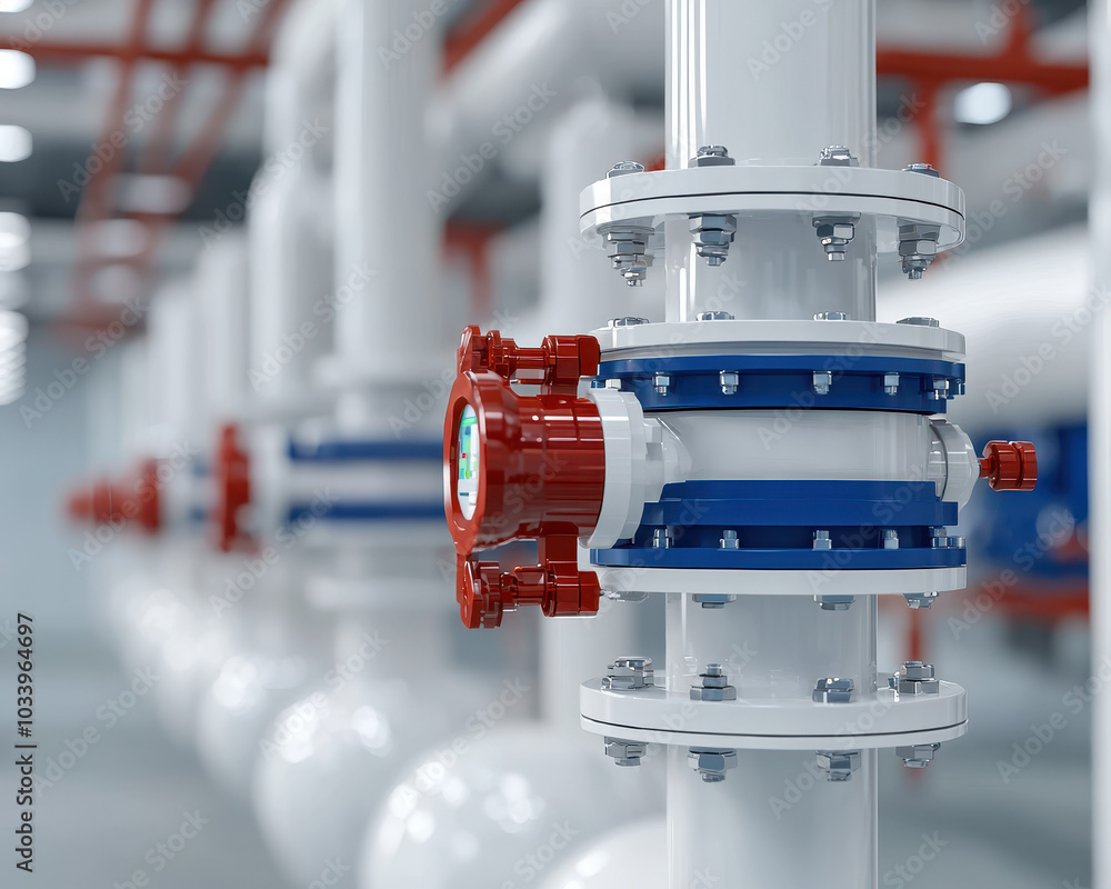 Poster high-precision industrial pipe valve system with advanced control mechanisms for optimal fluid manag