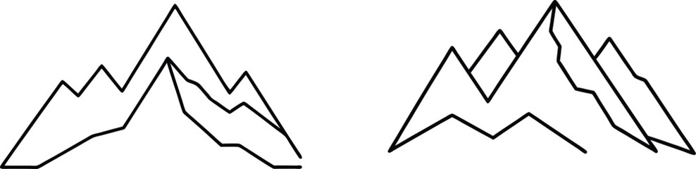 Two Simple Line Art Mountain Range Illustrations