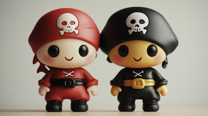 Cute Pirate Toy Figurines with Skull and Crossbones