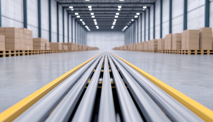 Fototapeta premium Efficient logistics in modern warehousing a perspective on streamlined operations and inventory management