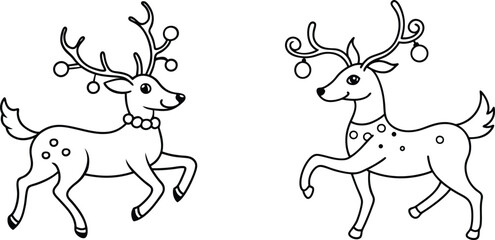 Two Reindeer With Ornaments On Antlers