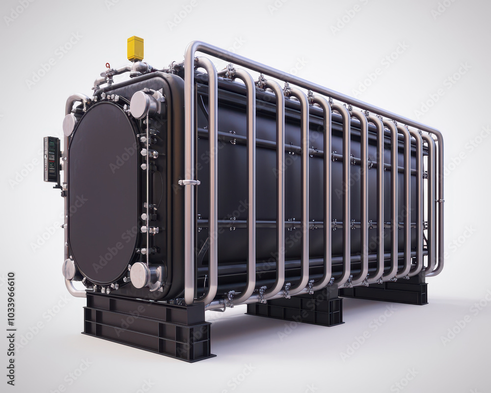 Aufkleber Industrial pressure vessel with complex piping system and monitoring equipment for advanced manufacturing processes and safety protocols