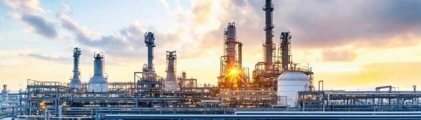 A modern refinery using energy conversion technology to optimize fuel production efficiency