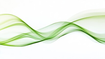 Abstract Green Waves on White Background