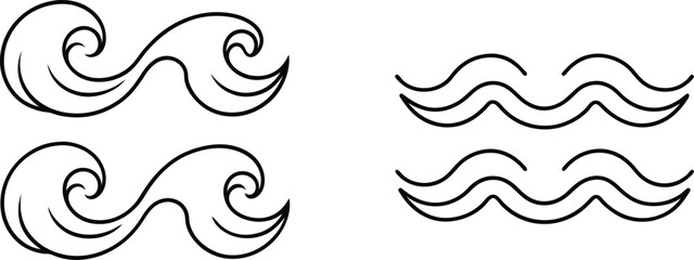 Simple Black and White Wave Illustrations