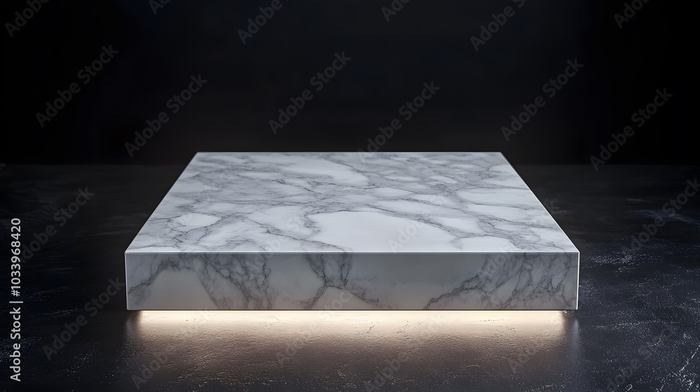 Poster a sleek marble surface illuminated from below, ideal for display or as a modern tabletop.