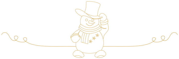 Christmas decoration snowman line art style vector illustration