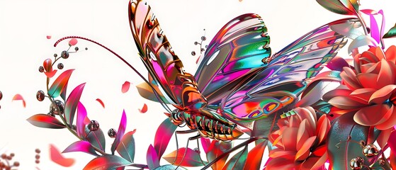 Vibrant Butterflies and Roses in an Enchanting Garden