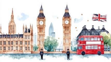 Obraz premium London Watercolor Illustration