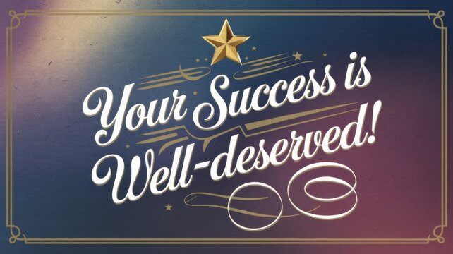 Stylized Success Celebration: Inspirational typography with star against a gradient background, perfect for motivation and achievement themes.