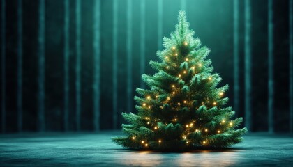 Stunning Christmas Tree Illuminated with Warm Glowing Lights, Filling the Room with Festive Brightness A Symbol of Holiday Cheer and Joy, This Magnificent Tree Radiates a Captivating Christmas Glow