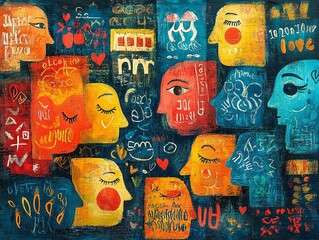 Young people chatting in foreign languages. illustration for web banner, infographics, mobile