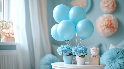 Soft Blue Balloons Against a Light Background