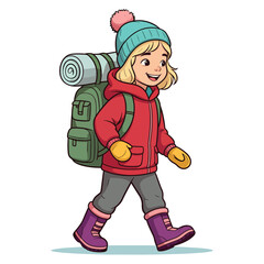 Obraz premium Cute Backpacker Prepared for Cold Weather Adventure