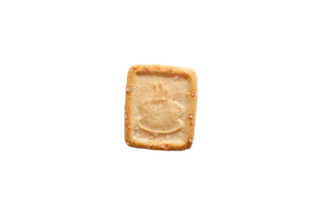 Single isolated biscuit in white background