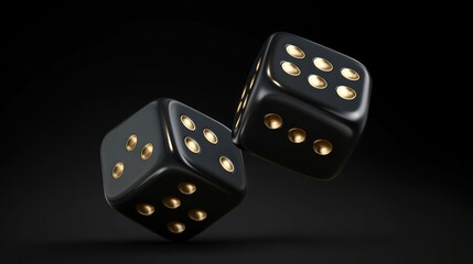 Black Dice with Gold Dots