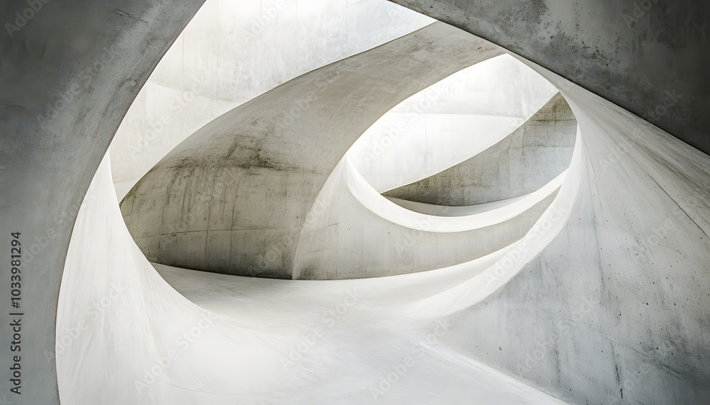 Poster abstract concrete structure with intertwining curves
