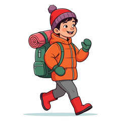 winter kids illustartion Christmas theme with kids vector illustration