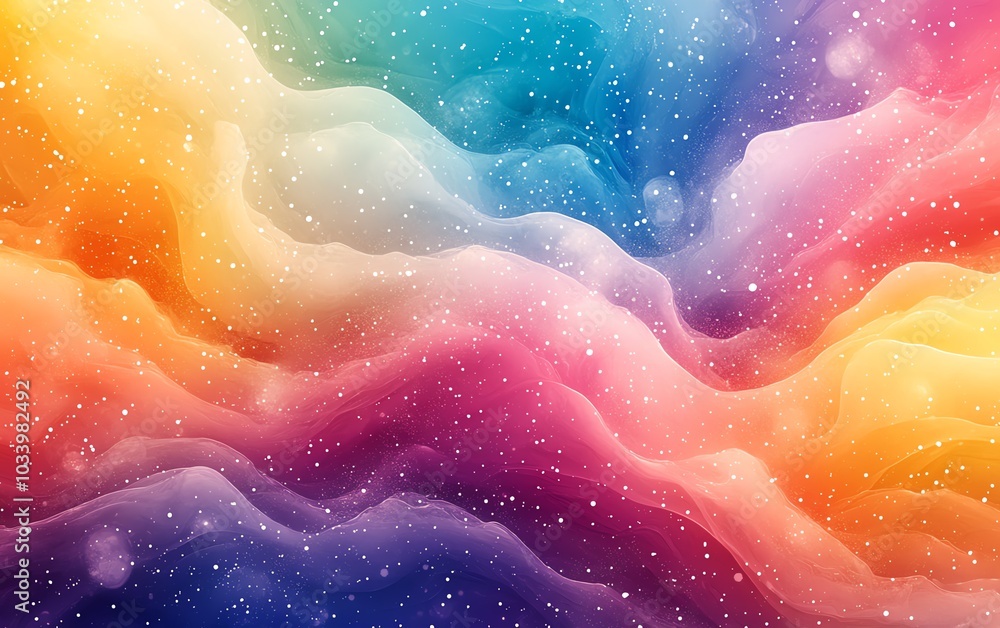 Poster abstract rainbow color ink splatter swirl background
