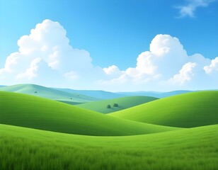 Obraz premium green field and blue sky