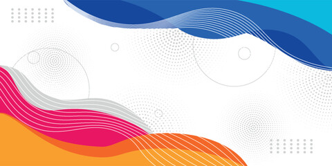 Simple blue and orange geometric business banner design. creative banner design with wave shapes and lines on white background for template.
