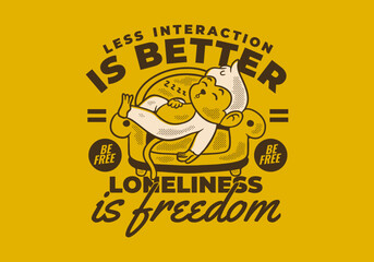 Less interaction is better. Character design of monkey sleep on the sofa