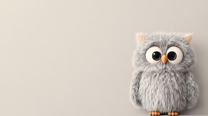 Fototapeta premium Furry creature with mismatched eyes, quirky expression, watercolor style