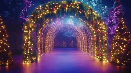 Fototapeta premium Enchanted Holiday Lights in a Festive Setting