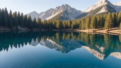 Serene Alpine Lake with Mountain Reflection