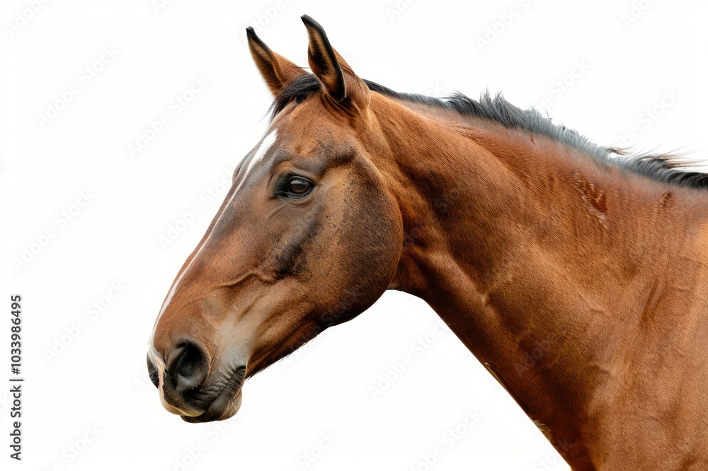 Wall mural Bay sport horse isolated on white background