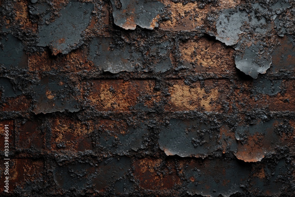 Poster close-up of a worn-out wall with flaking paint, suitable for use in scenes depicting decay or neglec