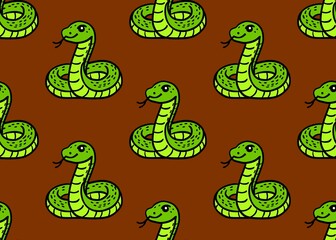 Obraz premium Seamless pattern with snakes. Seamless pattern with snakes on a brown background. Happy New Year. Year of the green snake.
