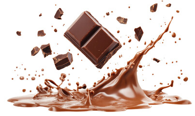 Melting Caramel chocolate bar on transparent background