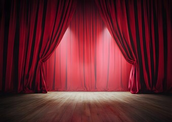 The red curtains are opening for the theater show