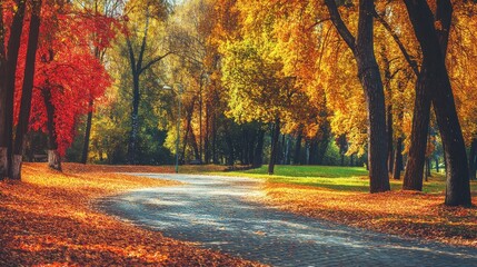 Naklejka premium Autumnal Path in the Forest