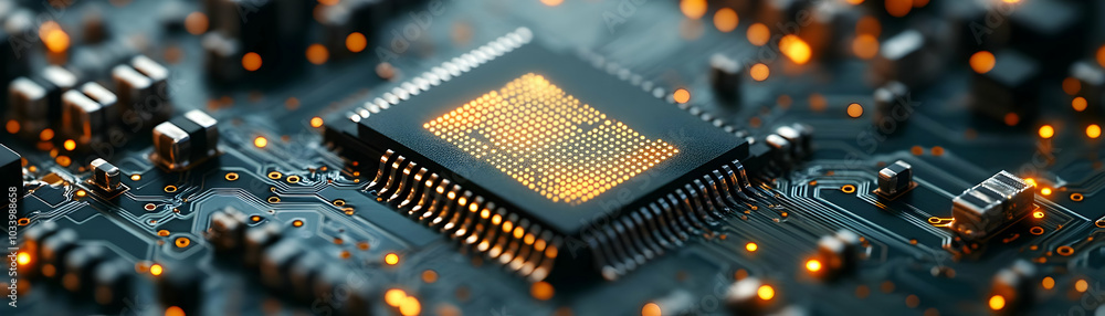 Poster dynamic laser etched microchip catalog concept with real-time product details and pricing, showcased
