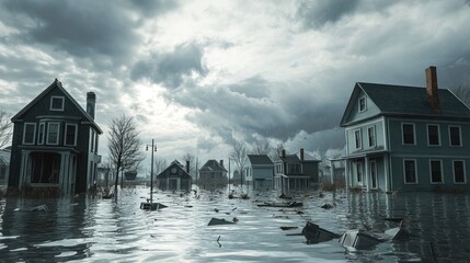 Photo of partially submerged houses