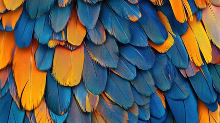 Fototapeta premium Blue and Orange Bird Feathers