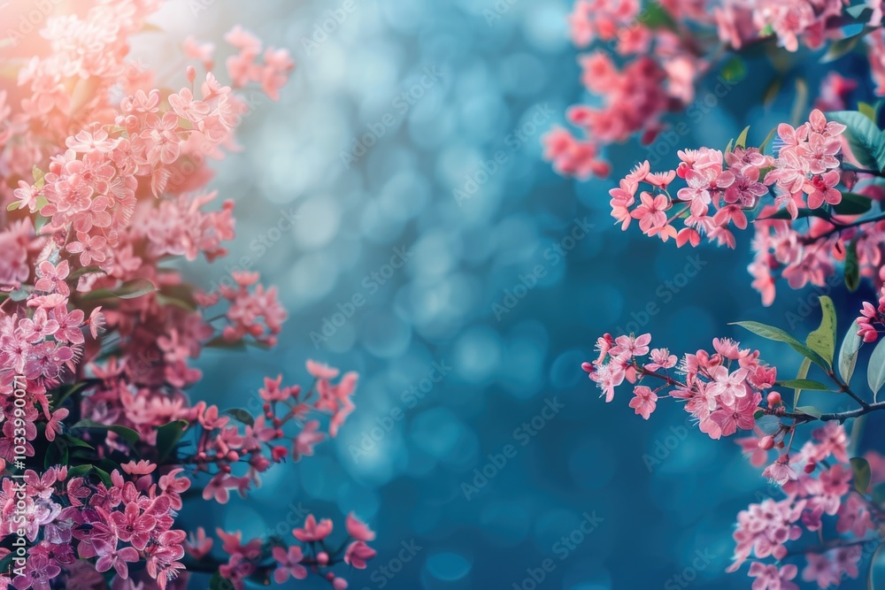 Canvas Prints A tree with a cluster of pink flowers on its branches