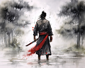 Samurai Warrior Holding a Sword