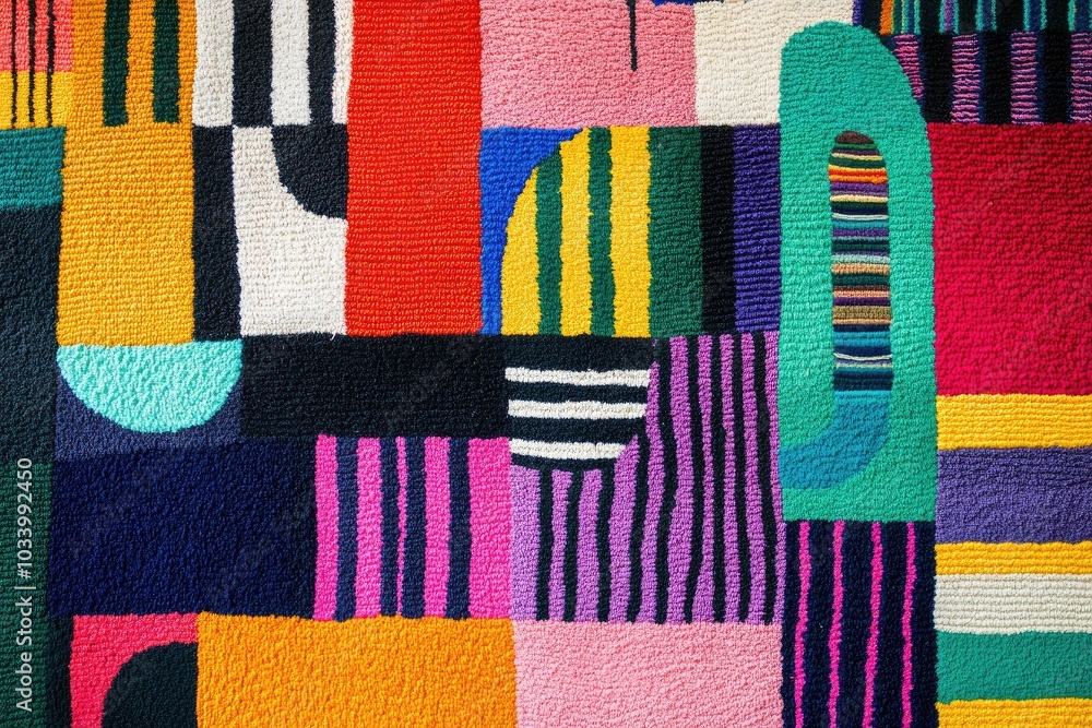 Poster vibrant geometric patterns with bold colors create an eye-catching textile design for modern interio